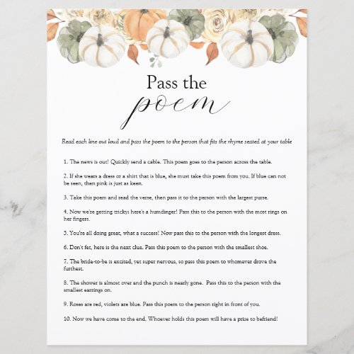 Pass the Poem Bridal Shower game