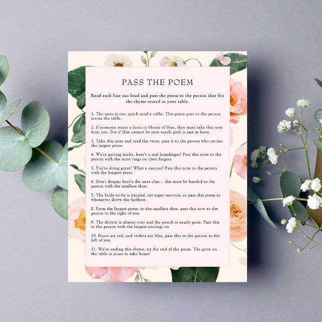 Pass The Poem | Pink Peach Floral Bridal Shower (Creator Uploaded)