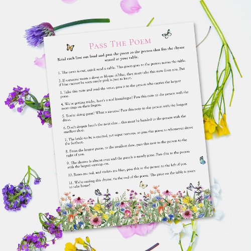 Pass The Poem  Summer Wildflowers Bridal Shower