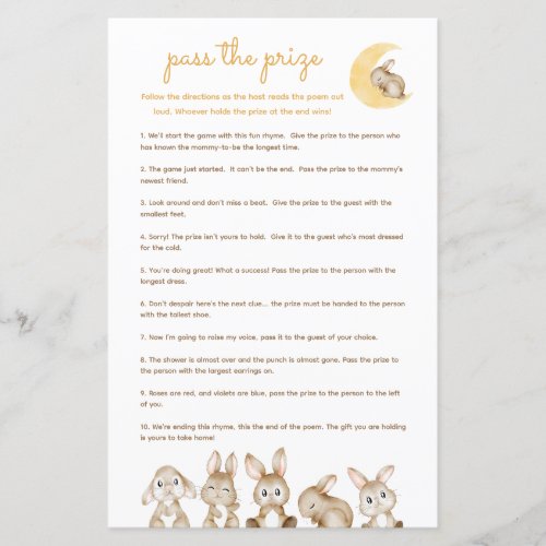 Pass the Prize Baby Shower Game _ Bunny Rabbit