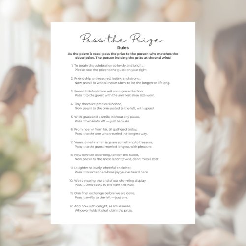 Pass the Prize Baby Shower Game Letterhead