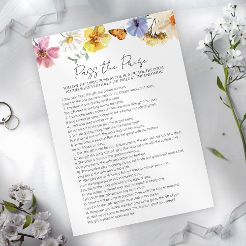 Pass the Prize  Boho Bridal Shower Game card