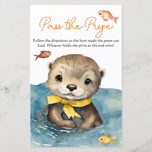 Pass the Prize Game Cute Baby Otter Baby Shower 
