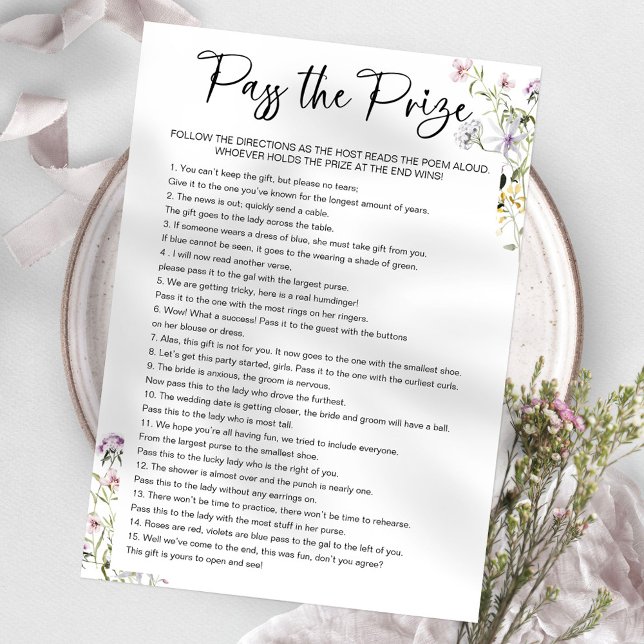 Pass the Prize Wildflower Bridal Shower Game Invitation (Creator Uploaded)