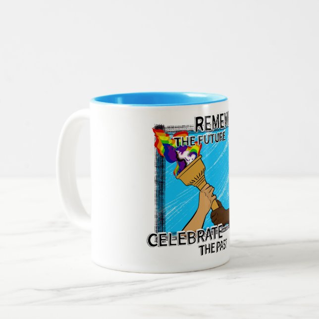 Pass the Rainbow Torch Two-Tone Coffee Mug (Front Left)