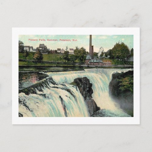 Passaic Falls in Summer Paterson NJ Vintage Postcard