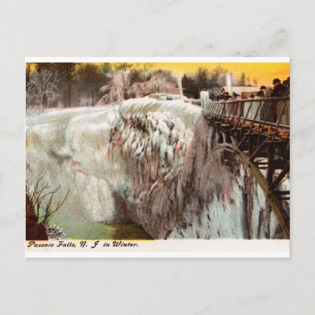 Passaic Falls in Winter, Paterson, NJ Vintage Postcard (Front)