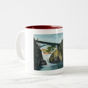 Passaic Falls, Paterson NJ 1907 vintage Two-Tone Coffee Mug