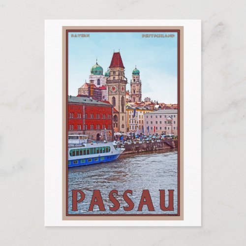 Passau _ Donau Waterfront Postcard