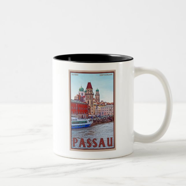 Passau - Donau Waterfront Two-Tone Coffee Mug (Right)