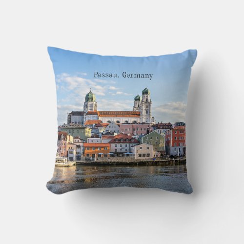 Passau Germany cityscape photograph Throw Pillow
