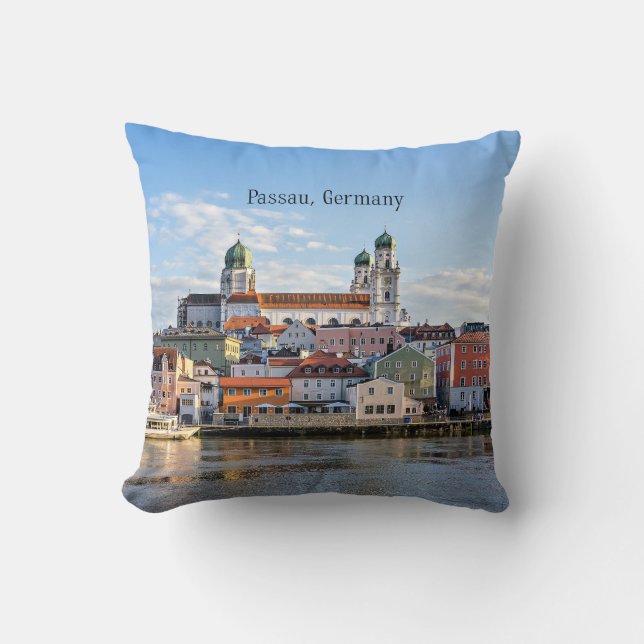 Passau, Germany cityscape photograph Throw Pillow (Front)
