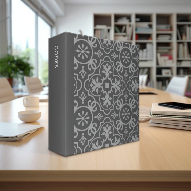 Passcodes Charcoal Grey & Medium Gray Tile Pattern Binder (Custom Password Binder)