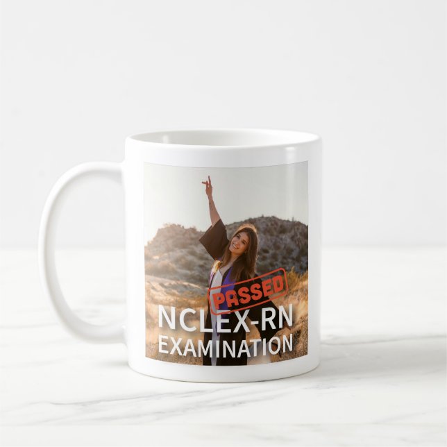 passed nclex rn exam personalized photo nurse gift coffee mug (Left)