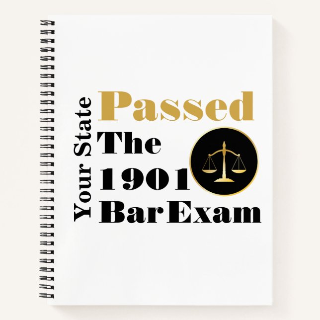 Passed the Bar Exam (Customize State & Year) Notebook (Front)