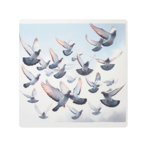 Passenger Pigeons in Flight REF268 _ Watercolor Metal Print