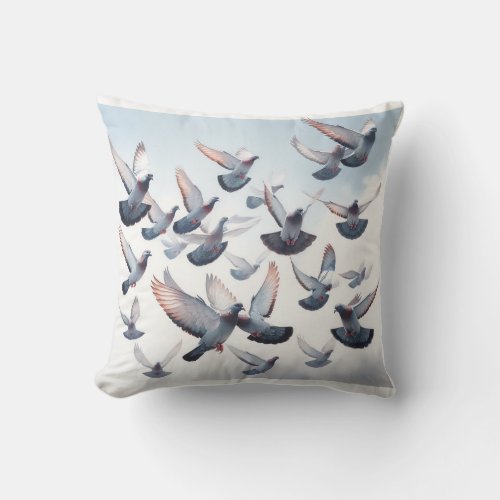 Passenger Pigeons in Flight REF268 _ Watercolor Throw Pillow