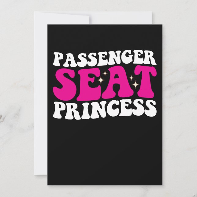 Passenger Seat Princess Girl Car Groovy Retro Invitation (Front)