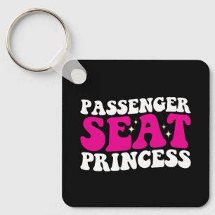 Passenger Seat Princess Girl Car Groovy Retro Keychain