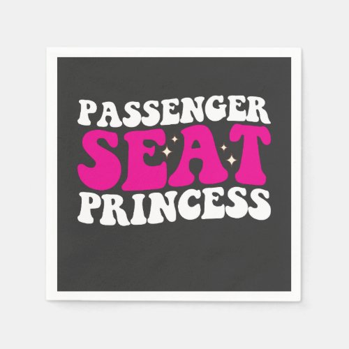 Passenger Seat Princess Girl Car Groovy Retro Napkins