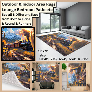 Passenger Steam Train in Autumn Forest  Rug