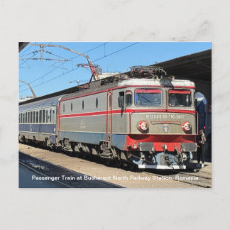 Passenger Train at Bucharest Railway Station on a Holiday Postcard
