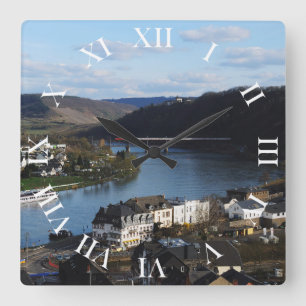 passenger train in Bullay Square Wall Clock