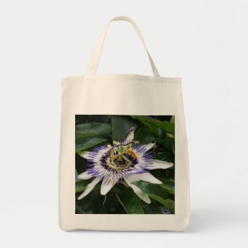 Passiflora 1 Floral Photography Grocery Bag by PBsecretgarden at Zazzle