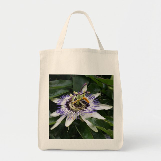 Passiflora 1 Floral Photography grocery bag (Front)