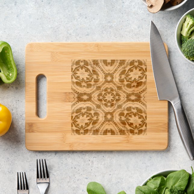 Passiflora Caerulea Pattern Engraved Cutting Board (Kitchen Counter)