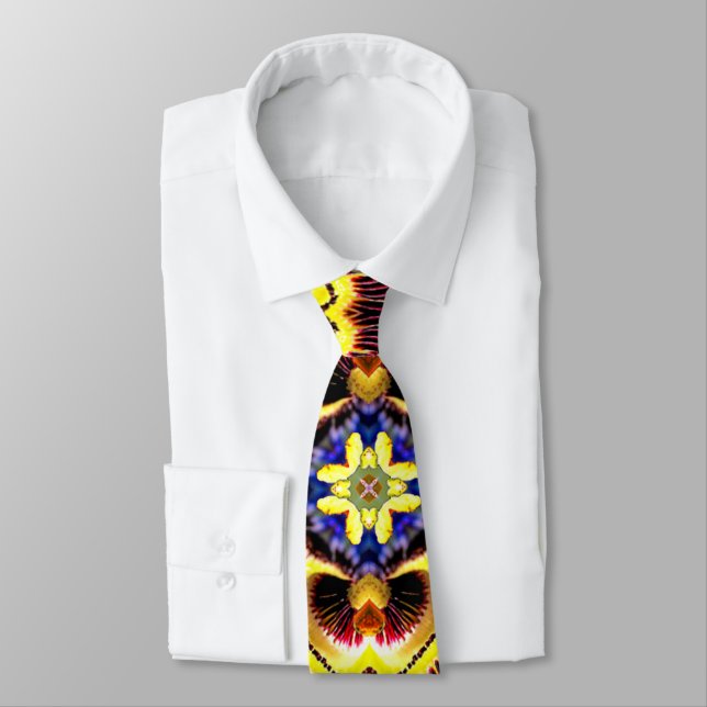 Passiflora Caerulea Pattern Neck Tie (Tied)