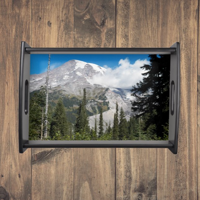Passing Cloud Over Mount Rainier Photo Serving Tray (In Situ)