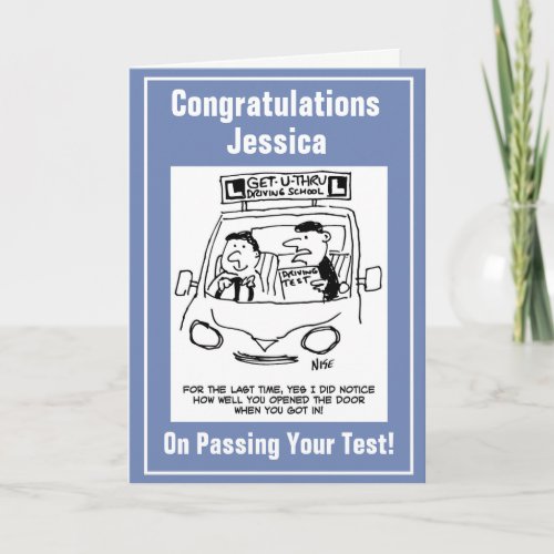 Passing Driving Test 3 Driving School Cartoons Card