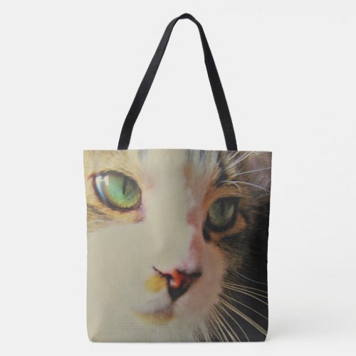 Passing Glance Cat with Green Eyes Tote Bag