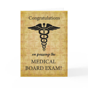 Passing Medical Board Exam Caduceus Symbol Card