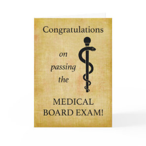 Passing Medical Board Exam Rod of Asclepius Card