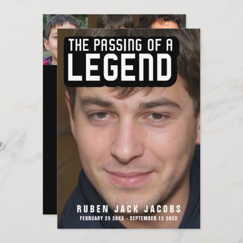 Passing of a legend funeral photo template invite