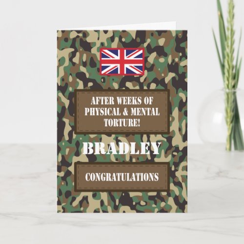 Passing Out Camouflage British Army Badge Congrats Card