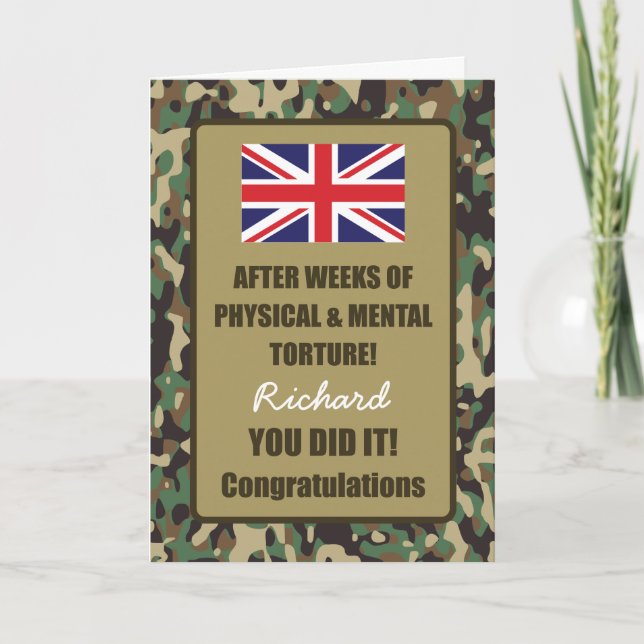 Passing Out Camouflage British Army Badge Congrats Card (Front)