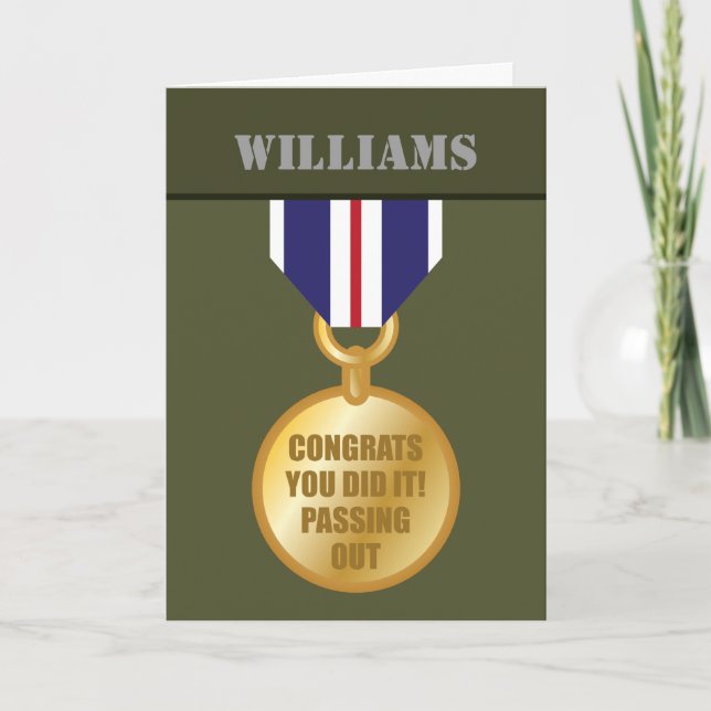 Passing Out Parade, British Army Medal Congrats Card (Front)