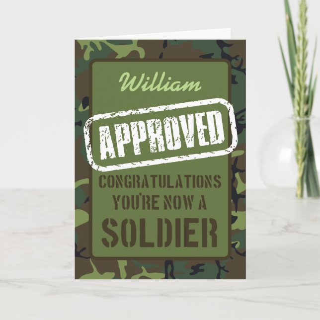Passing Out Parade Camo Training Soldier Congrats Card (Front)