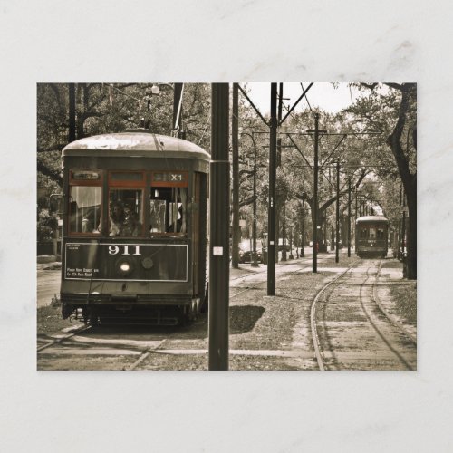 Passing Streetcars Postcard