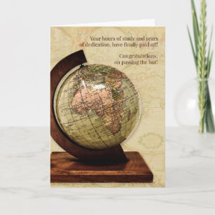 Passing the Bar Law School Old World Globe Card