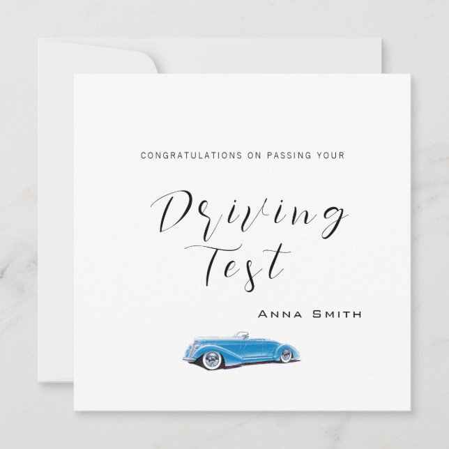 Passing Your Driving Test PERSONALISED Name Card (Front)