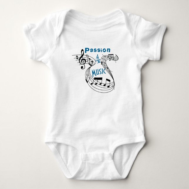 Passion 4 Music Musical Notes Baby Bodysuit (Front)