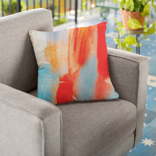 Passion â Abstract Art â Watercolor Pastel Brush Throw Pillow
