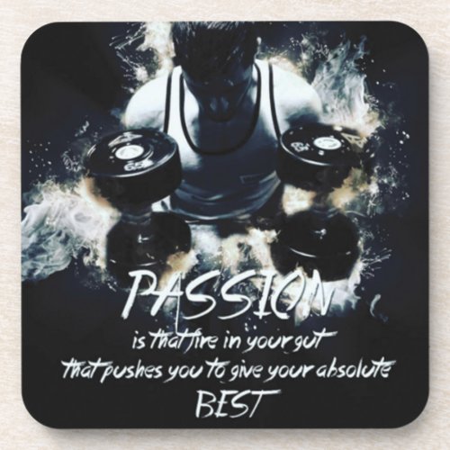 PASSION _ Bodybuilding Workout Motivational Beverage Coaster