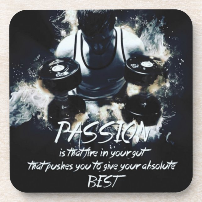 PASSION - Bodybuilding Workout Motivational Beverage Coaster (Front)