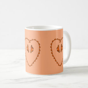 Passion Butterflies dance in heart badge Coffee Mug