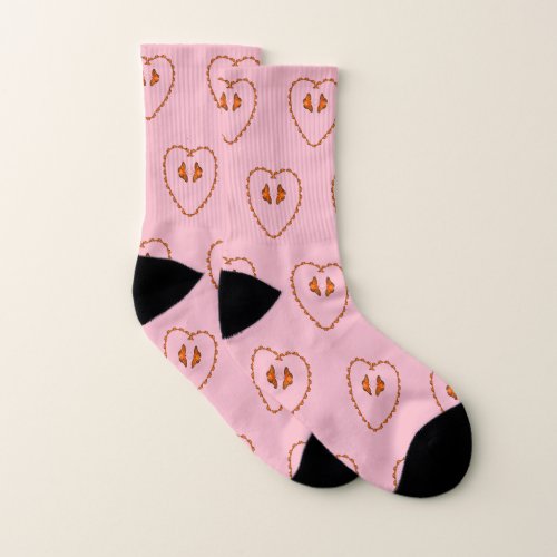 Passion butterflies in heart pink _ Dance with me Socks